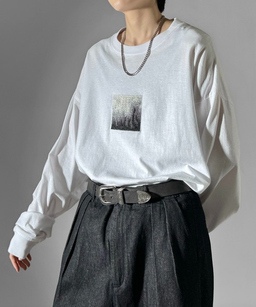 Confirm(コンファーム)の「デザインアソート ビッグシルエット ボックス刺繍 / プリントロゴロンT カットソー ユニセックス(Tシャツ/カットソー・メンズ・ホワイト/ミント/ピンク系その他3/ホワイト系その他3/グレー系その他2/ホワイト系その他2/ホワイト系その他/グリーン系その他/ブラック系その他/ブラック/ピンク系その他2/ブラック系その他3・M/L)」の3枚目の写真