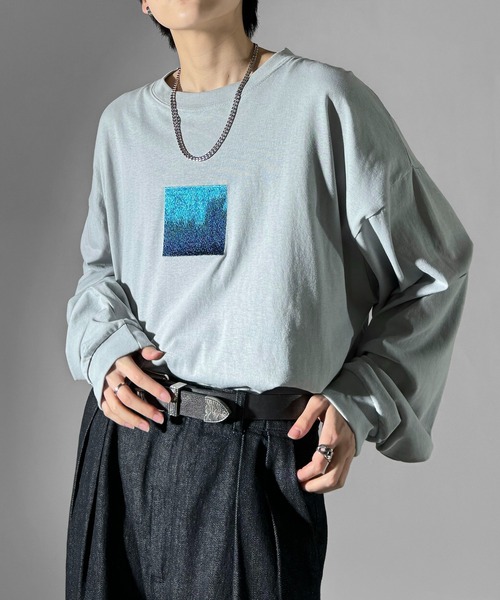 Confirm(コンファーム)の「デザインアソート ビッグシルエット ボックス刺繍 / プリントロゴロンT カットソー ユニセックス(Tシャツ/カットソー・メンズ・ホワイト/ミント/ピンク系その他3/ホワイト系その他3/グレー系その他2/ホワイト系その他2/ホワイト系その他/グリーン系その他/ブラック系その他/ブラック/ピンク系その他2/ブラック系その他3・M/L)」の10枚目の写真