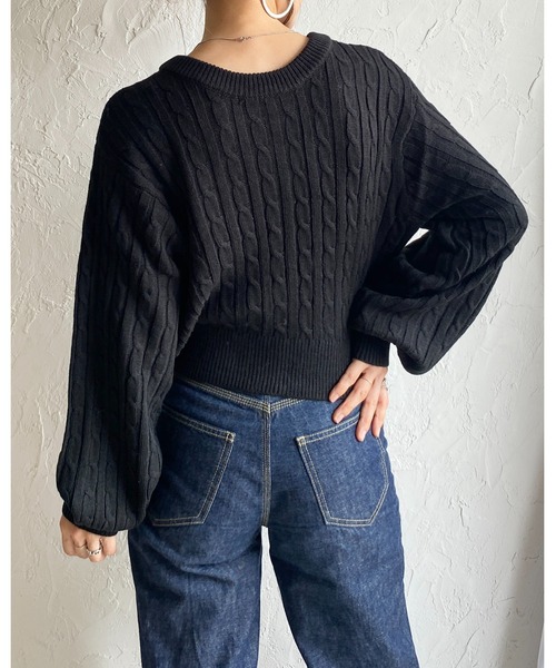 She's Closet（シーズクローゼット）の「長袖ショート丈ハートボタンケーブルニットカーディガン（カーディガン/ボレロ・レディース・杢グレー/アイボリー/ブラック・FREE）」の16枚目の写真