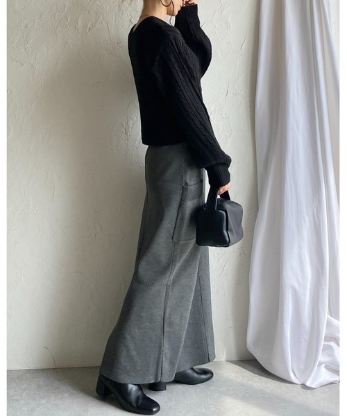 She's Closet（シーズクローゼット）の「長袖ショート丈ハートボタンケーブルニットカーディガン（カーディガン/ボレロ・レディース・杢グレー/アイボリー/ブラック・FREE）」の17枚目の写真