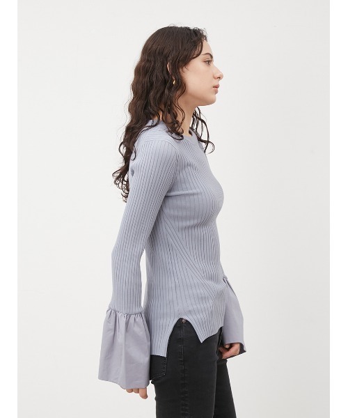 【MILA OWEN】 ミラオーウェン ボリュームスリーブリブニット E46 MILA OWEN】 ミラオーウェン ボリュームスリーブリブニット E46