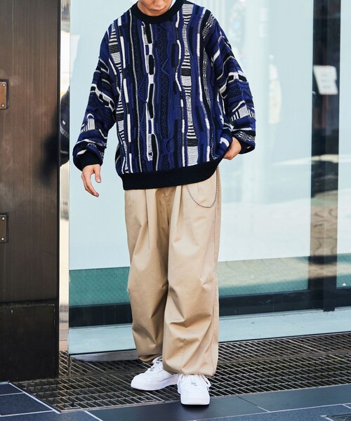 FREAK'S STORE(フリークスストア)の「限定展開 3Dジャガードクルーネックニット / 柄ニット セーター / ビッグシルエット(ニット/セーター・メンズ・ブラウン/ネイビー/ブラック・LARGE/MEDIUM/SMALL)」の13枚目の写真