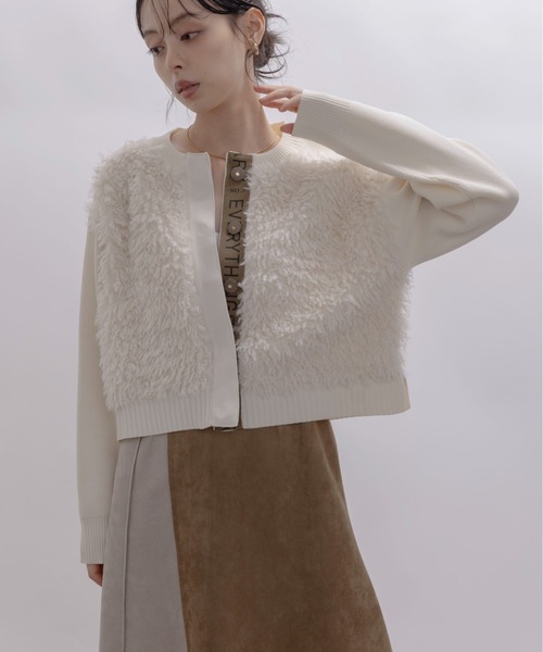Eimee Law（エイミーロウ）の「ファードッキングロゴテープニットカーデ（カーディガン/ボレロ・レディース・アイボリー/チャコールグレー/ライトグレー/ブラック/ブラック系/グレー系/アイボリー系・38/FREE）」の7枚目の写真