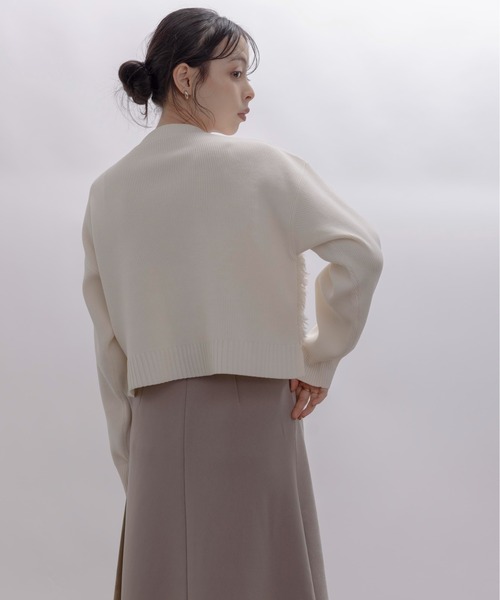 Eimee Law（エイミーロウ）の「ファードッキングロゴテープニットカーデ（カーディガン/ボレロ・レディース・アイボリー/チャコールグレー/ライトグレー/ブラック/ブラック系/グレー系/アイボリー系・38/FREE）」の11枚目の写真