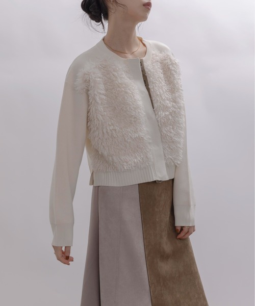 Eimee Law（エイミーロウ）の「ファードッキングロゴテープニットカーデ（カーディガン/ボレロ・レディース・アイボリー/チャコールグレー/ライトグレー/ブラック/ブラック系/グレー系/アイボリー系・38/FREE）」の15枚目の写真