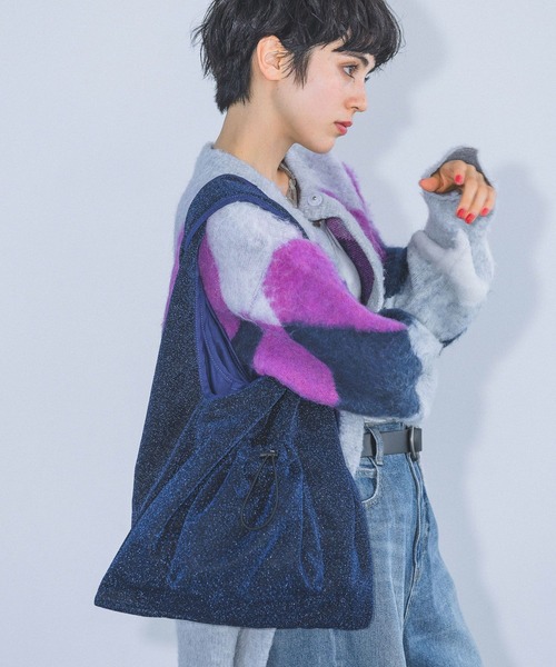 PAGEBOY(ページボーイ)の「ドロストシャイニートートBAG(トートバッグ・レディース・ネイビー/グレー/ブラック・FREE)」の7枚目の写真