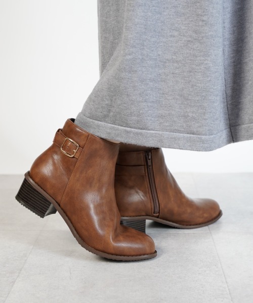 Piedi Nudi（ピエディヌーディ）の「ベルトデザイン ベーシック ショートブーツ（レインシューズ・レディース・ブラック/ブラック系その他/ブラウン/ダークブラウン・LL/S/M/L）」の19枚目の写真