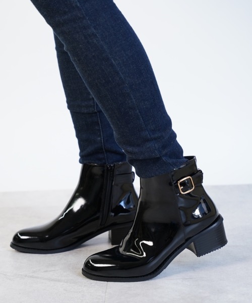 Piedi Nudi（ピエディヌーディ）の「ベルトデザイン ベーシック ショートブーツ（レインシューズ・レディース・ブラック/ブラック系その他/ブラウン/ダークブラウン・LL/S/M/L）」の16枚目の写真