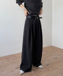 wee9s | 【2点SET】tuck wide curve pants / タックワイドカーブパンツ (ロープベルトセット)(スラックス)