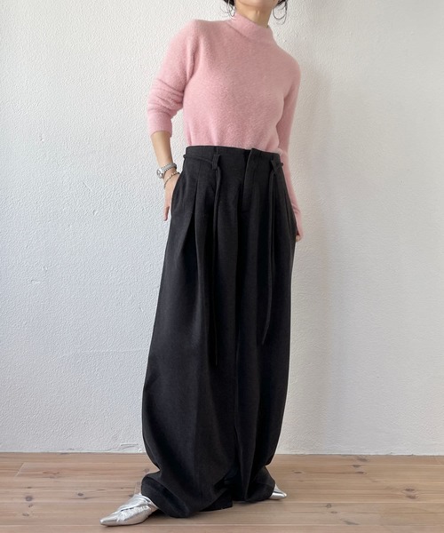 wee9s(ウィークス)の「【2点SET】tuck wide curve pants / タックワイドカーブパンツ (ロープベルトセット)(スラックス・レディース・ブラック/ブラウン/アイボリー/グレー・S/M)」の8枚目の写真