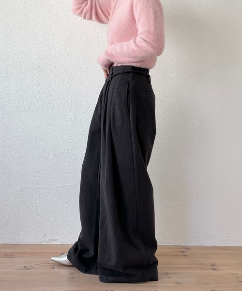 wee9s(ウィークス)の「【2点SET】tuck wide curve pants / タックワイドカーブパンツ (ロープベルトセット)(スラックス・レディース・ブラック/ブラウン/アイボリー/グレー・S/M)」の10枚目の写真