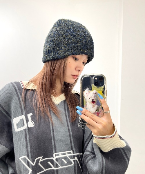 WHO'S WHO gallery（フーズフーギャラリー）の「ミックスニットワッチ（ニットキャップ/ビーニー・レディース・イエロー/ブラウン/ブラック・FREE）」の2枚目の写真