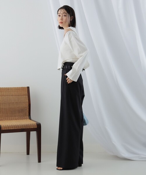 Ray BEAMS(レイビームス)の「Ray BEAMS / ハイウエスト ダブル ベルト パンツ(その他パンツ・レディース・ブラック/ベージュ・0/1)」の21枚目の写真