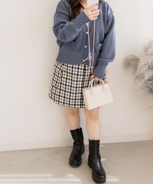 CLETTE(クレット)の「ポケット付きスポンジニットカーディガン(カーディガン/ボレロ・レディース・アイボリー/ラベンダー/ブルー・3L/LL/4L)」の11枚目の写真