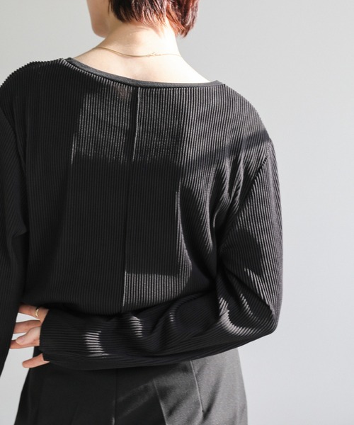 美品✨ プリーツプリーズ カットソー 黒 ストライプ シャツ 七分丈 PLEATS PLEASE ISSEY MIYAKE（カットソー(長袖/七分)）のフリマ