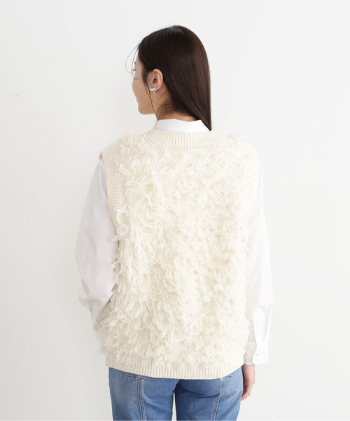 N.（N. Natural Beauty Basic）（エヌエヌナチュラルビューティーベーシック）の「◆ループフリンジルーズニットベスト（ニット/セーター・レディース・アイボリー/ブラック・MEDIUM）」の12枚目の写真