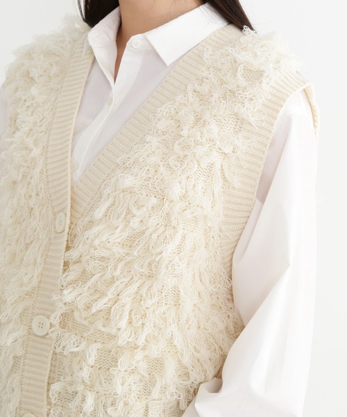 N.（N. Natural Beauty Basic）（エヌエヌナチュラルビューティーベーシック）の「◆ループフリンジルーズニットベスト（ニット/セーター・レディース・アイボリー/ブラック・MEDIUM）」の14枚目の写真