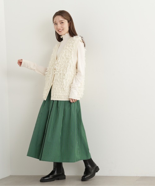 N.（N. Natural Beauty Basic）（エヌエヌナチュラルビューティーベーシック）の「◆ループフリンジルーズニットベスト（ニット/セーター・レディース・アイボリー/ブラック・MEDIUM）」の20枚目の写真