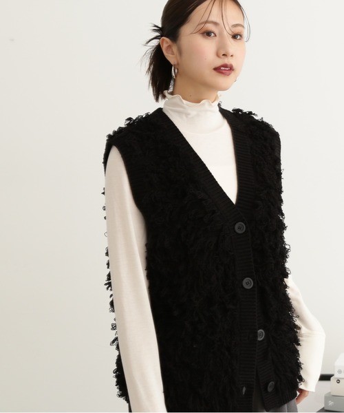 N.（N. Natural Beauty Basic）（エヌエヌナチュラルビューティーベーシック）の「◆ループフリンジルーズニットベスト（ニット/セーター・レディース・アイボリー/ブラック・MEDIUM）」の22枚目の写真