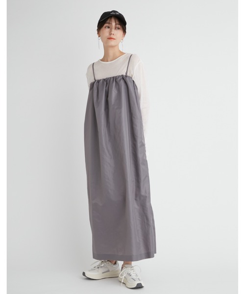 emmi atelier　サマーワンピース　ロング　キャミワンピース　ゆったり emmi（エミ）の「【emmi atelier】シアートップス付キャミ
