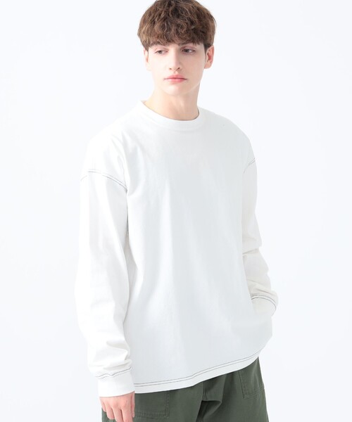 BEAMS HEART(ビームスハート)の「配色 ステッチ コンビ ロングスリーブ Tシャツ(Tシャツ/カットソー・メンズ・ブラック/ホワイト・LARGE/MEDIUM/SMALL)」の8枚目の写真