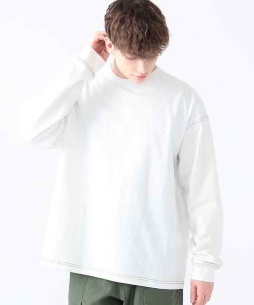 BEAMS HEART(ビームスハート)の「配色 ステッチ コンビ ロングスリーブ Tシャツ(Tシャツ/カットソー・メンズ・ブラック/ホワイト・LARGE/MEDIUM/SMALL)」の9枚目の写真