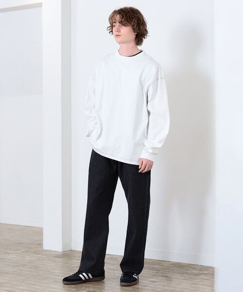 BEAMS HEART(ビームスハート)の「配色 ステッチ コンビ ロングスリーブ Tシャツ(Tシャツ/カットソー・メンズ・ブラック/ホワイト・LARGE/MEDIUM/SMALL)」の10枚目の写真