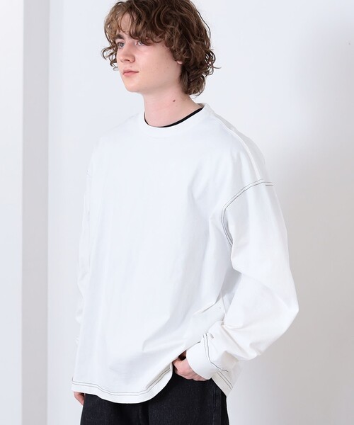 BEAMS HEART(ビームスハート)の「配色 ステッチ コンビ ロングスリーブ Tシャツ(Tシャツ/カットソー・メンズ・ブラック/ホワイト・LARGE/MEDIUM/SMALL)」の13枚目の写真
