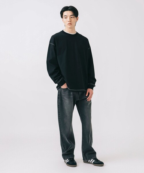 BEAMS HEART(ビームスハート)の「配色 ステッチ コンビ ロングスリーブ Tシャツ(Tシャツ/カットソー・メンズ・ブラック/ホワイト・LARGE/MEDIUM/SMALL)」の15枚目の写真