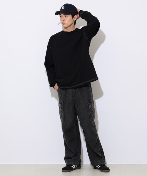 BEAMS HEART(ビームスハート)の「配色 ステッチ コンビ ロングスリーブ Tシャツ(Tシャツ/カットソー・メンズ・ブラック/ホワイト・LARGE/MEDIUM/SMALL)」の17枚目の写真