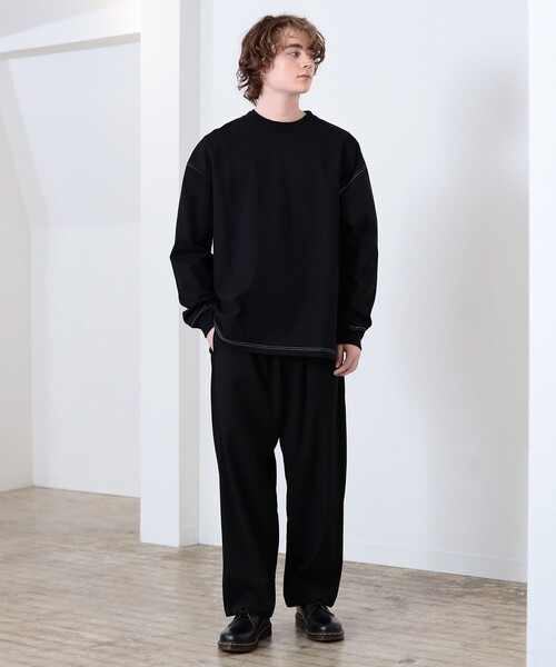BEAMS HEART(ビームスハート)の「配色 ステッチ コンビ ロングスリーブ Tシャツ(Tシャツ/カットソー・メンズ・ブラック/ホワイト・LARGE/MEDIUM/SMALL)」の21枚目の写真