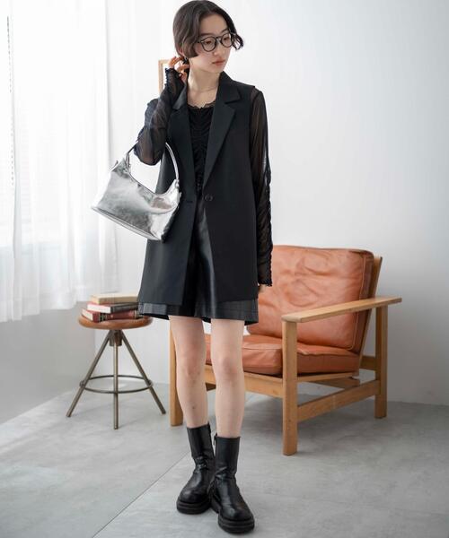 WEGO（ウィゴー）の「WEGO/サイドリボンテーラードベスト（ベスト・レディース・オフホワイト/ブラック・FREE）」の20枚目の写真