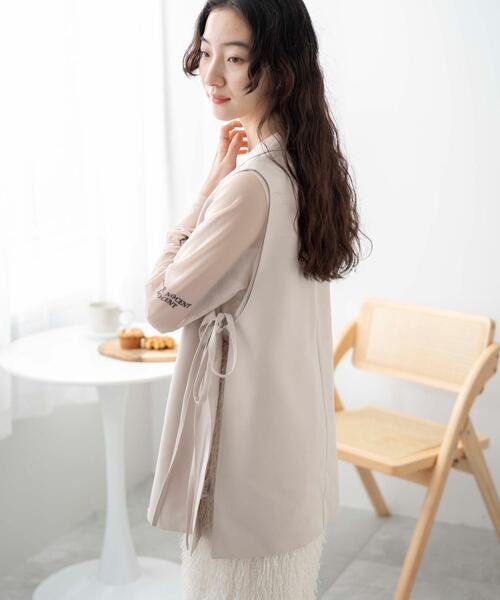 WEGO（ウィゴー）の「WEGO/サイドリボンテーラードベスト（ベスト・レディース・オフホワイト/ブラック・FREE）」の16枚目の写真