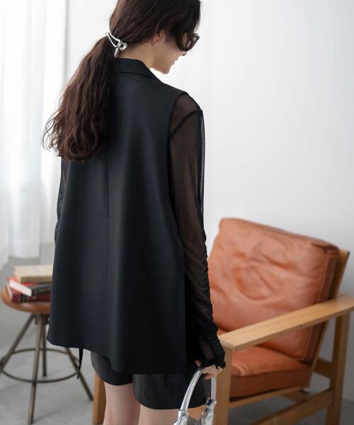 WEGO（ウィゴー）の「WEGO/サイドリボンテーラードベスト（ベスト・レディース・オフホワイト/ブラック・FREE）」の8枚目の写真