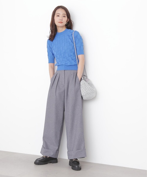 N.(N. Natural Beauty Basic)(エヌエヌナチュラルビューティーベーシック)の「◆ブロック編みニット(ニット/セーター・レディース・ブルー/オフホワイト/モカ・MEDIUM)」の16枚目の写真