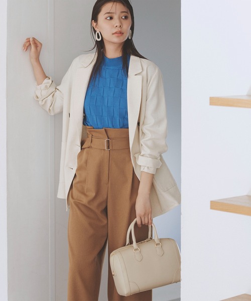 N.(N. Natural Beauty Basic)(エヌエヌナチュラルビューティーベーシック)の「◆ブロック編みニット(ニット/セーター・レディース・ブルー/オフホワイト/モカ・MEDIUM)」の20枚目の写真