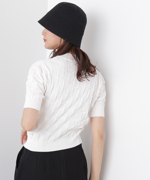 N.(N. Natural Beauty Basic)(エヌエヌナチュラルビューティーベーシック)の「◆ブロック編みニット(ニット/セーター・レディース・ブルー/オフホワイト/モカ・MEDIUM)」の11枚目の写真