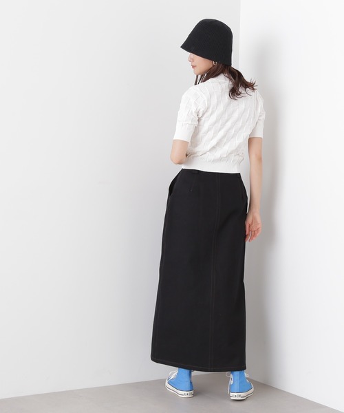 N.(N. Natural Beauty Basic)(エヌエヌナチュラルビューティーベーシック)の「◆ブロック編みニット(ニット/セーター・レディース・ブルー/オフホワイト/モカ・MEDIUM)」の7枚目の写真