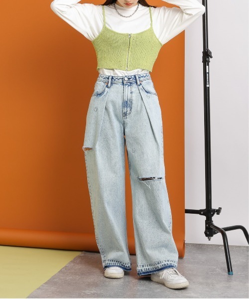 RAGEBLUE（レイジブルー）の「2WAY/スパンコールZIPニットビスチェ（ベスト・レディース・ホワイト/グリーン/ブラック・FREE）」の10枚目の写真