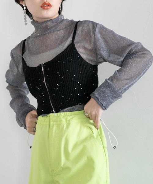 RAGEBLUE（レイジブルー）の「2WAY/スパンコールZIPニットビスチェ（ベスト・レディース・ホワイト/グリーン/ブラック・FREE）」の22枚目の写真