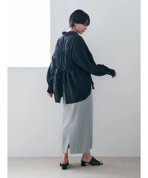 YECCA VECCA(イェッカヴェッカ)の「シャーリングロングナロースカート(スカート・レディース・ミント/ブラック/ライトベージュ・S/M)」の16枚目の写真