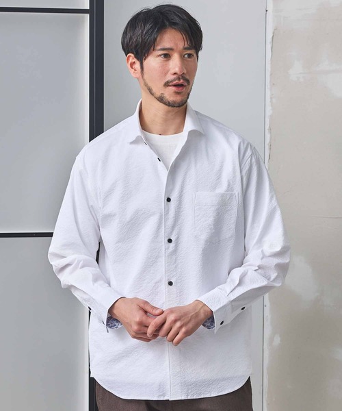 UNION STATION（ユニオンステーション）の「ワッシャーワイドカラーシャツ（シャツ/ブラウス・メンズ・ダークブルー/イエロー/ネイビー/オフホワイト・M/LL/L）」の2枚目の写真