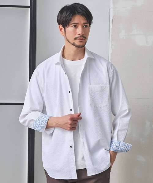 UNION STATION（ユニオンステーション）の「ワッシャーワイドカラーシャツ（シャツ/ブラウス・メンズ・ダークブルー/イエロー/ネイビー/オフホワイト・M/LL/L）」の13枚目の写真