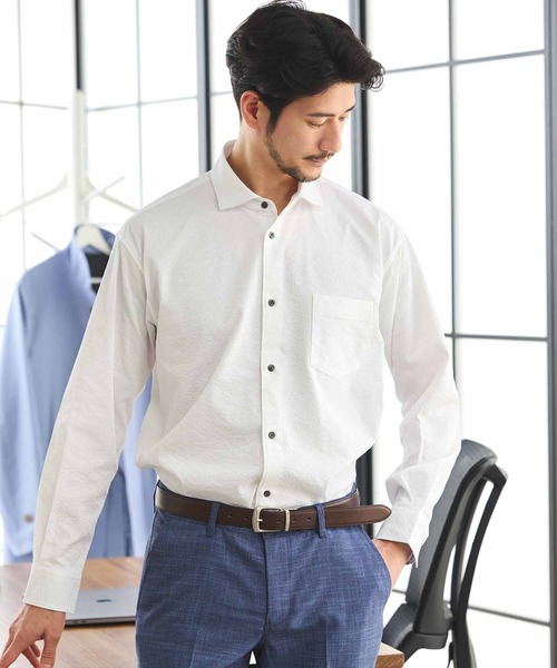 UNION STATION（ユニオンステーション）の「ワッシャーワイドカラーシャツ（シャツ/ブラウス・メンズ・ダークブルー/イエロー/ネイビー/オフホワイト・M/LL/L）」の11枚目の写真