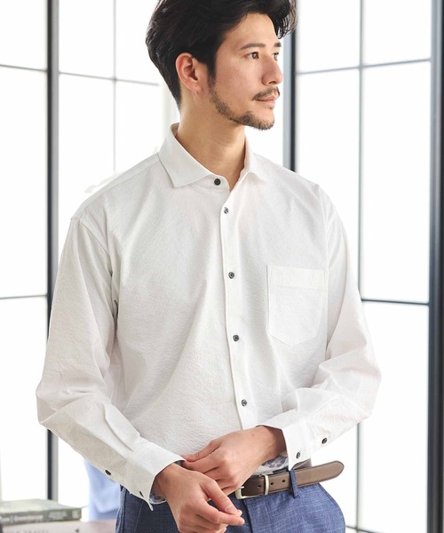 UNION STATION（ユニオンステーション）の「ワッシャーワイドカラーシャツ（シャツ/ブラウス・メンズ・ダークブルー/イエロー/ネイビー/オフホワイト・M/LL/L）」の6枚目の写真