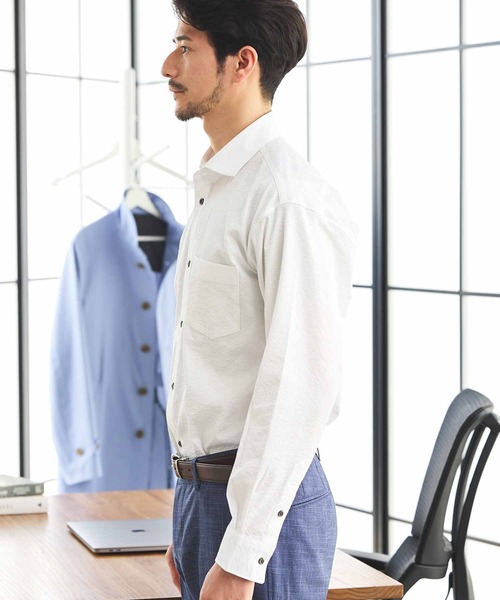 UNION STATION（ユニオンステーション）の「ワッシャーワイドカラーシャツ（シャツ/ブラウス・メンズ・ダークブルー/イエロー/ネイビー/オフホワイト・M/LL/L）」の10枚目の写真