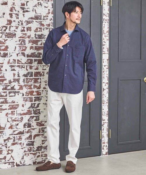 UNION STATION（ユニオンステーション）の「ワッシャーワイドカラーシャツ（シャツ/ブラウス・メンズ・ダークブルー/イエロー/ネイビー/オフホワイト・M/LL/L）」の5枚目の写真