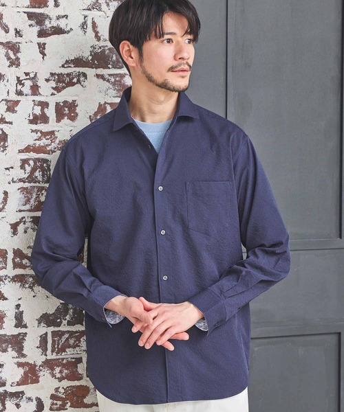 UNION STATION（ユニオンステーション）の「ワッシャーワイドカラーシャツ（シャツ/ブラウス・メンズ・ダークブルー/イエロー/ネイビー/オフホワイト・M/LL/L）」の20枚目の写真