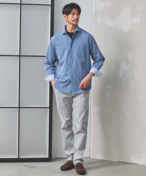 UNION STATION（ユニオンステーション）の「ワッシャーワイドカラーシャツ（シャツ/ブラウス・メンズ・ダークブルー/イエロー/ネイビー/オフホワイト・M/LL/L）」の16枚目の写真