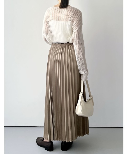 Re:EDIT（リエディ）の「[2024SS COLLECTION][低身長サイズ有]グリッタープリーツスカート（スカート・レディース・ベージュ系その他/ブラック/シルバー・SHORT/MEDIUM/LARGE）」の6枚目の写真